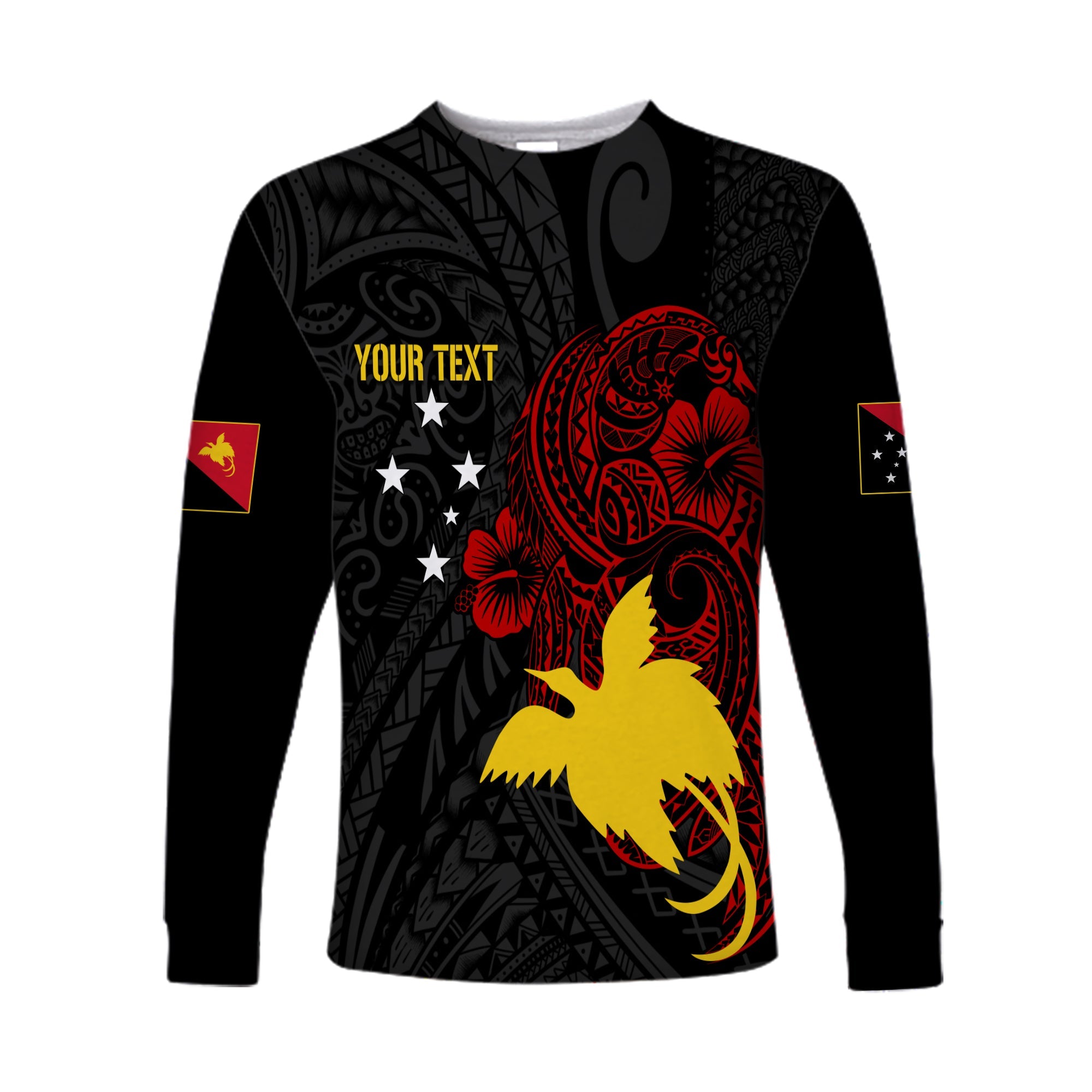 Personalised Papua New Guinea 47th Independence Long Sleeves Shirt Tribal Turtle LT7 Unisex Black - Polynesian Pride