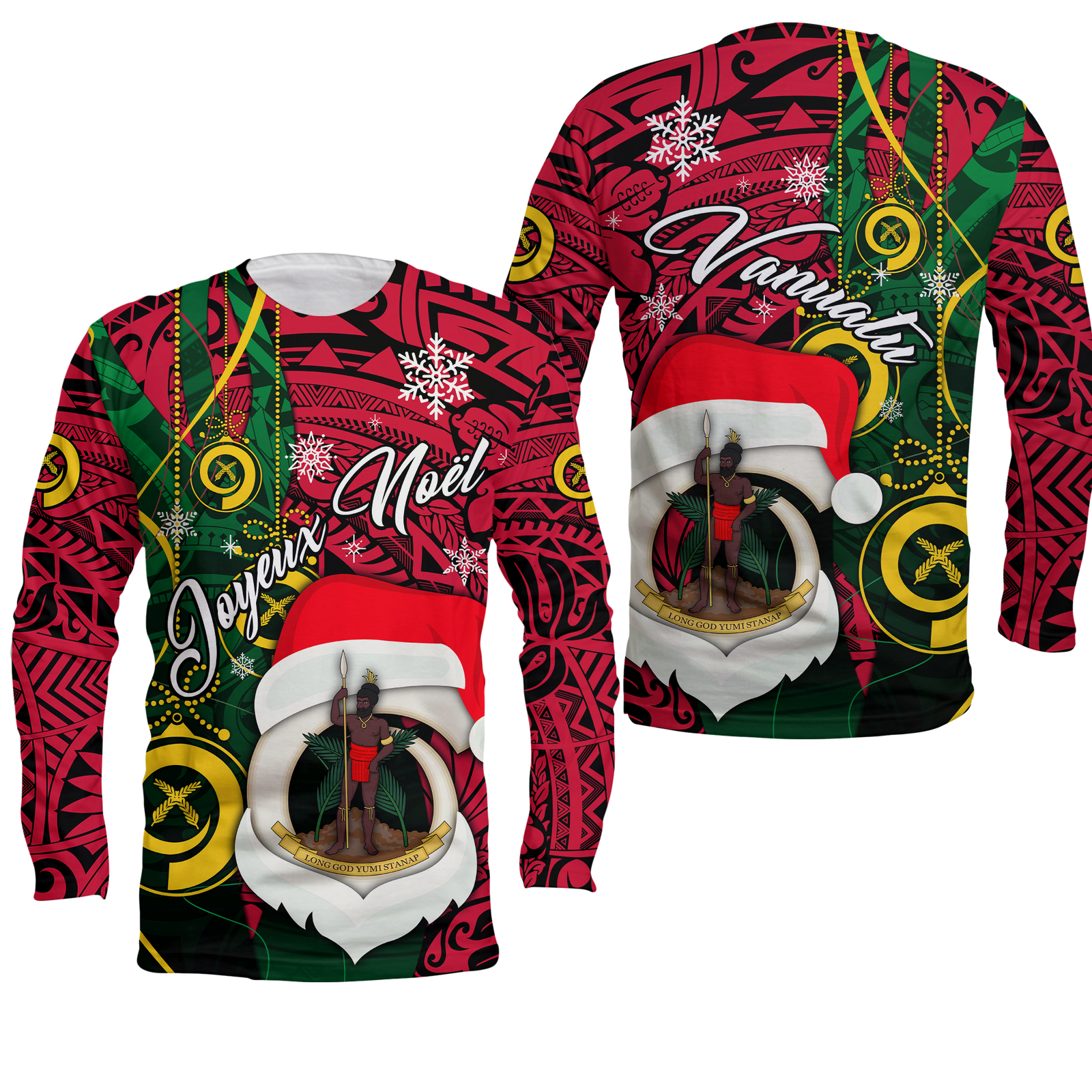Vanuatu Christmas - Joyeux Nol Santas God Yumi Long Sleeve Shirt - LT2 Unisex PURPLE - Polynesian Pride