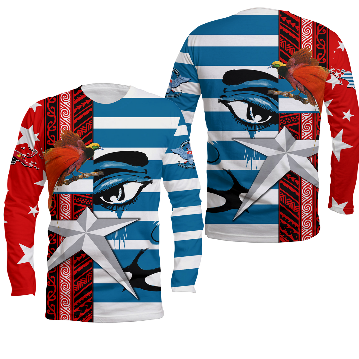 Free West Papua Birds Of Paradise Polynesia Long Sleeve Shirt - LT2 Unisex GREEN - Polynesian Pride