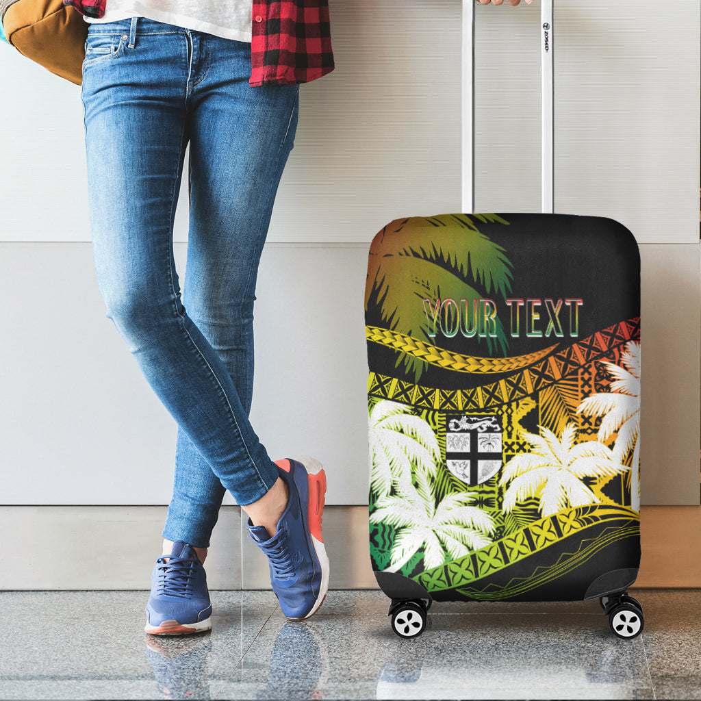 Personalised Fiji Day Luggage Cover Flying Fijians Masi Kesa Style - Reggae LT7 - Polynesian Pride