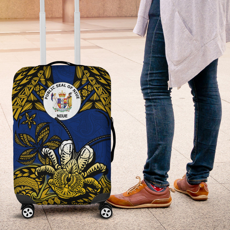 Niue Uga Luggage Cover Tribal Patterns Blue Style LT6 Blue - Polynesian Pride
