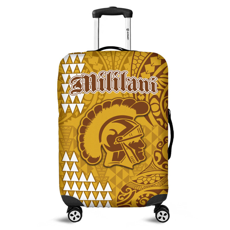 Hawaii Mililani High School Hawaii Luggage Cover Tribal Kakau LT9 Yellow - Polynesian Pride