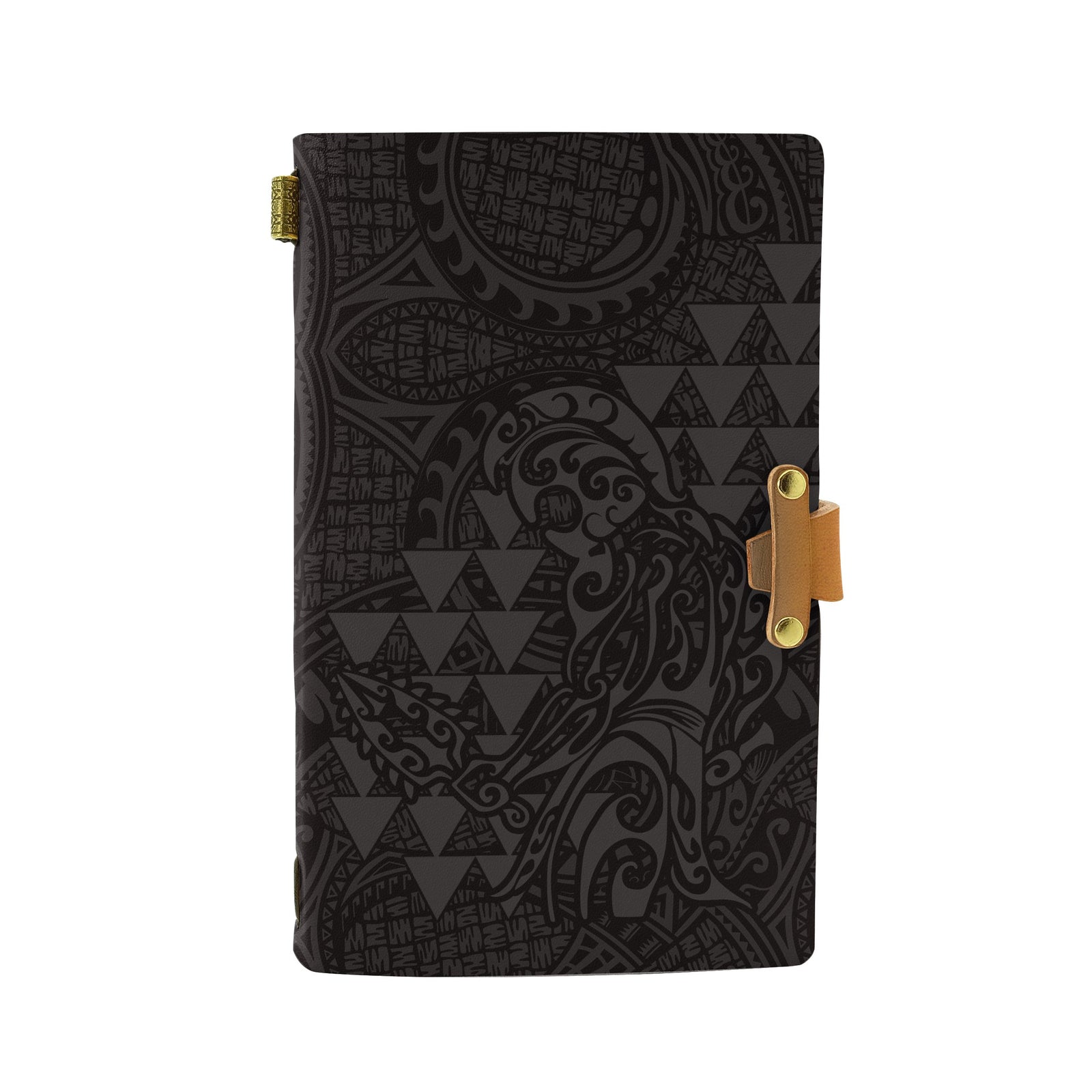 Hawaii Warrior Polynesian Leather Notebook - Gray Leather Gray - Polynesian Pride