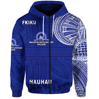(Form 7 2022) Tonga Mailefihi Siu ilikutapu College Hoodie Simple Style LT8 Zip Hoodie Blue - Polynesian Pride