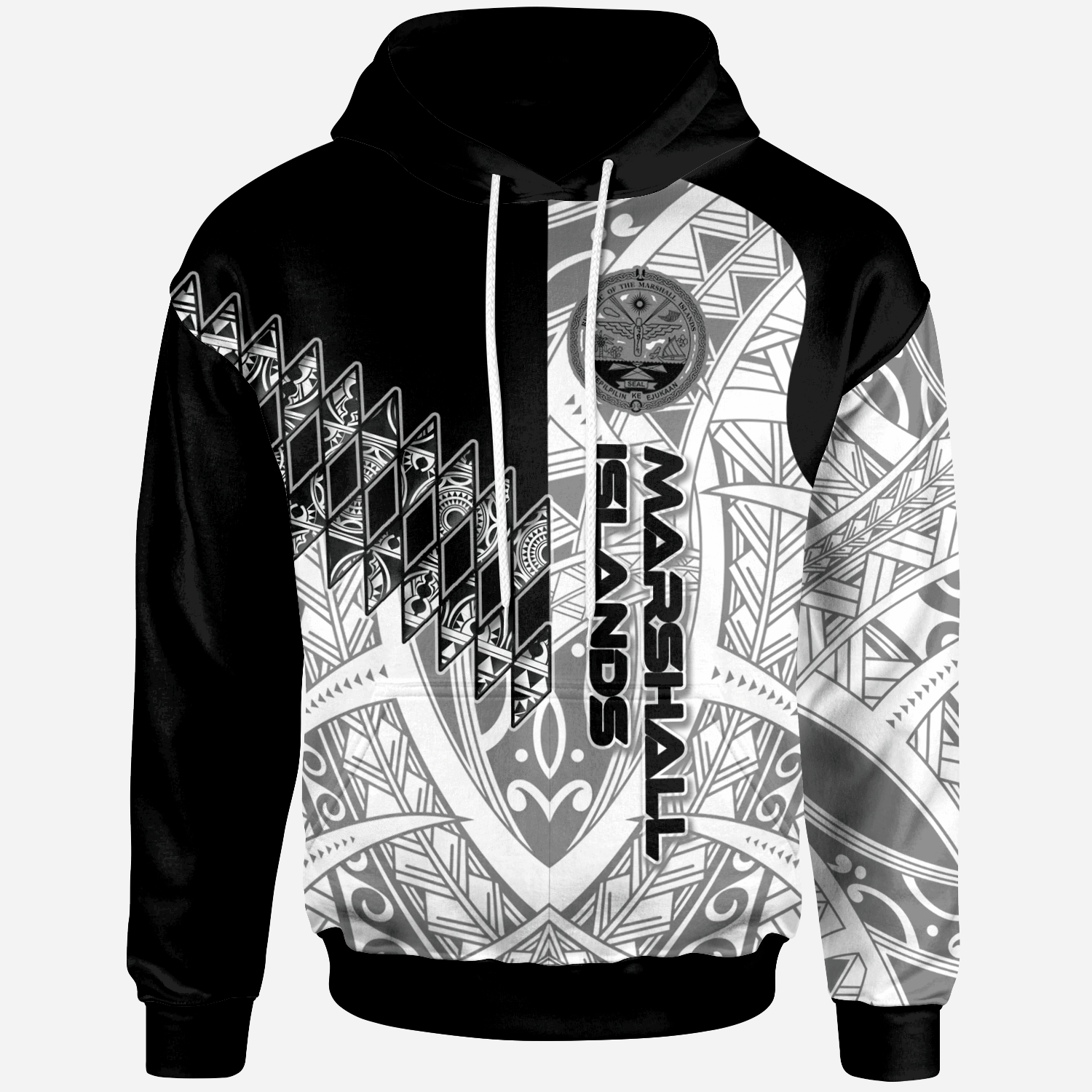 Marshall Islands Hoodie Symmetry Style Unisex Black - Polynesian Pride