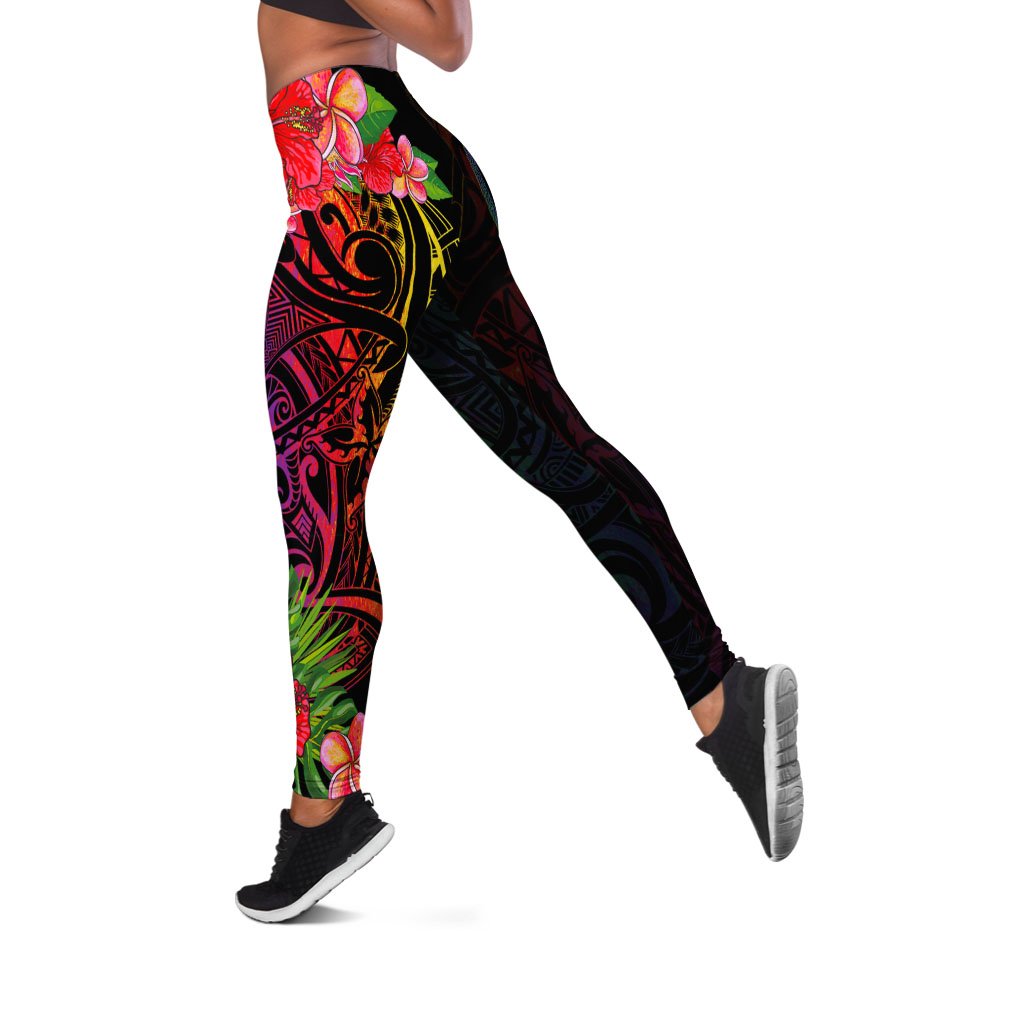 Marshall Islands Leggings - Tropical Hippie Style Black - Polynesian Pride