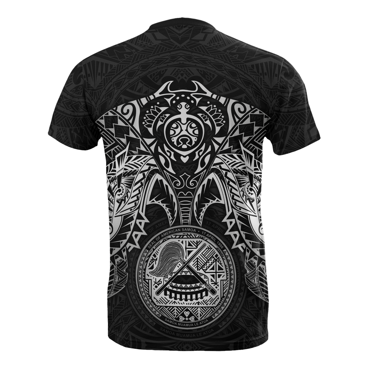 American Samoa T Shirt American Samoan Seal White Turtle Manta Ray - Polynesian Pride