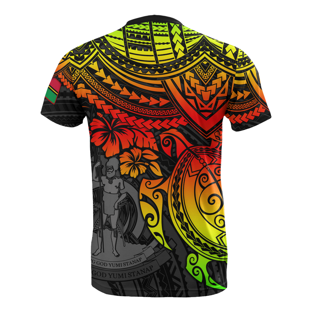 Vanuatu T Shirt Vanuatuan Coat of Arms Reggae Turtle Hibiscus - Polynesian Pride
