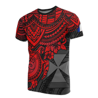 Wallis and Futuna Polynesian T Shirt Wallis and Futuna Coat of Arms Red Turtle Hibiscus Unisex RED - Polynesian Pride