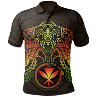 Hawaii Polo Shirt Reggae Kanaka Maoli Turtle Manta Ray Unisex RED - Polynesian Pride