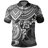Vanuatu Polo Shirt Vanuatuan Flag Coat Of Arms White Turtle Hibiscus Unisex White - Polynesian Pride