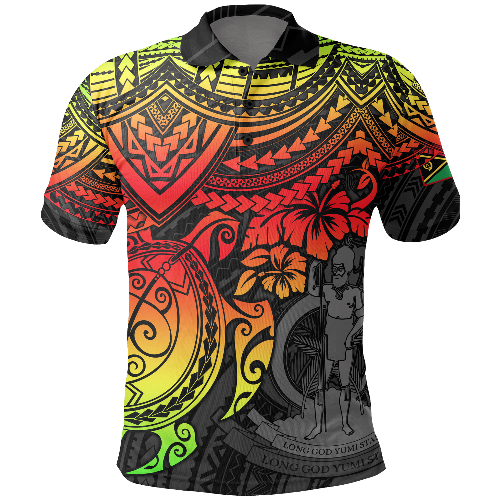 Vanuatu Polo Shirt Vanuatuan Flag Coat Of Arms Reggae Turtle Hibiscus Unisex RED - Polynesian Pride