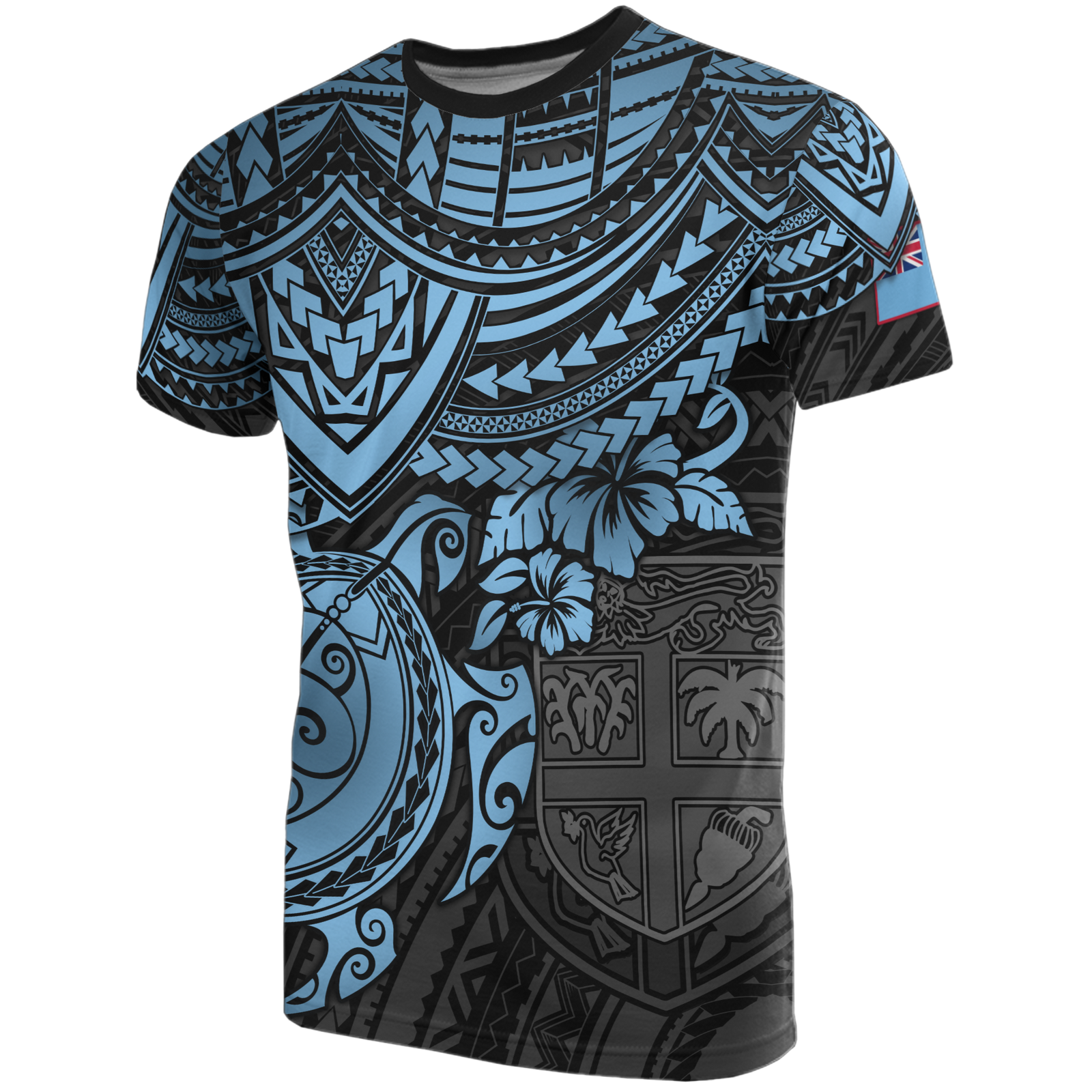Fiji Polynesian T Shirt Fijian Flag Blue Turtle Hibiscus Unisex Blue - Polynesian Pride