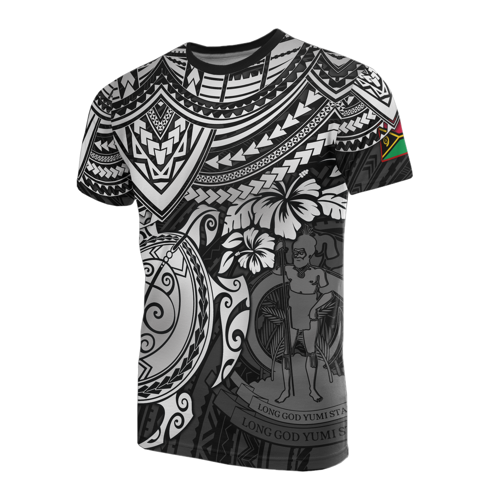 Vanuatu T Shirt Vanuatuan Coat of Arms White Turtle Hibiscus Unisex WHITE - Polynesian Pride