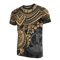 Vanuatu T Shirt Vanuatuan Coat of Arms Gold Turtle Hibiscus Unisex GOLD - Polynesian Pride