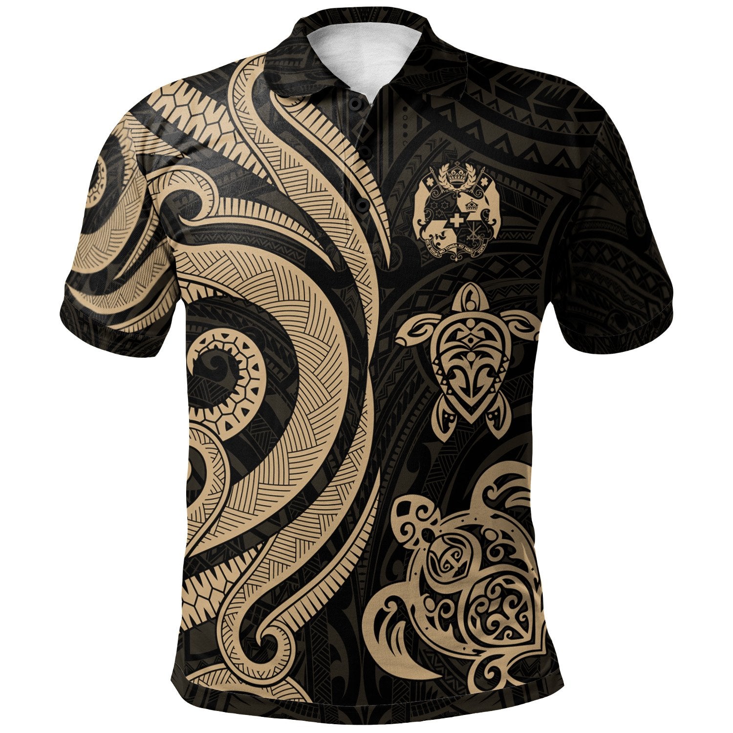 Tonga Polynesian Polo Shirt Gold Tentacle Turtle Unisex Gold - Polynesian Pride