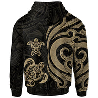 Tonga Polynesian Zip up Hoodie Gold Tentacle Turtle - Polynesian Pride