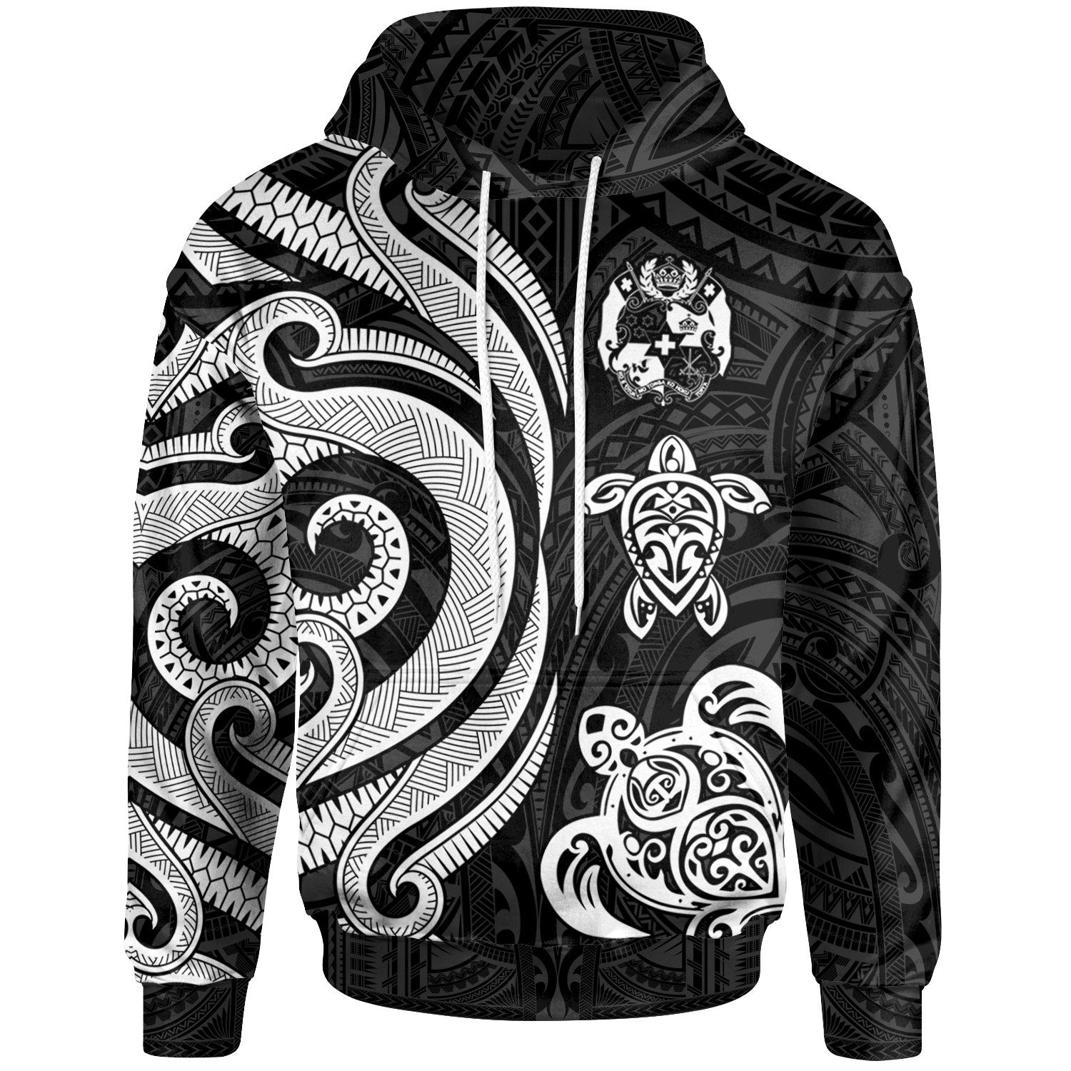 Tonga Polynesian Hoodie White Tentacle Turtle Unisex White - Polynesian Pride