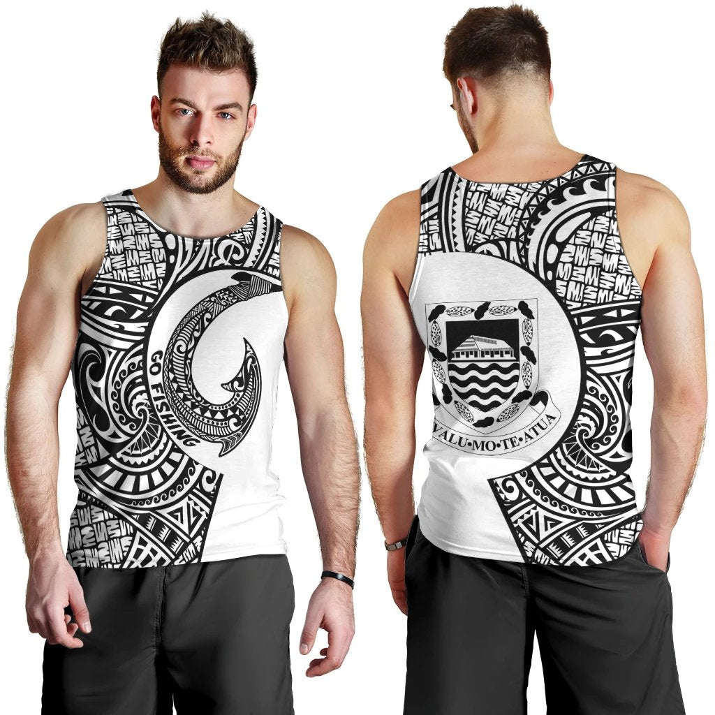 Tuvalu Men's Tank Top - Go Fishing White - Polynesian Pride