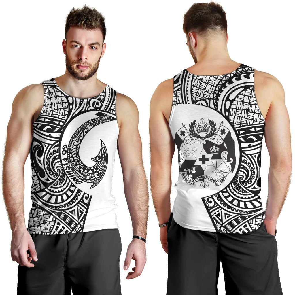 Tonga Men's Tank Top - Go Fishing White - Polynesian Pride