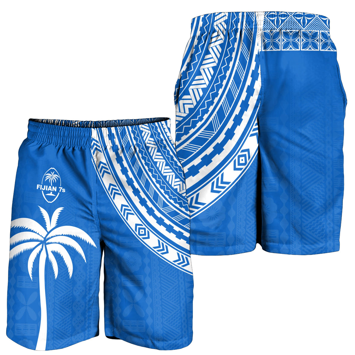 Fiji Rugby Sevens Men Shorts Fijian 7s Tapa Polynesian Blue Ver.01 LT13 - Polynesian Pride