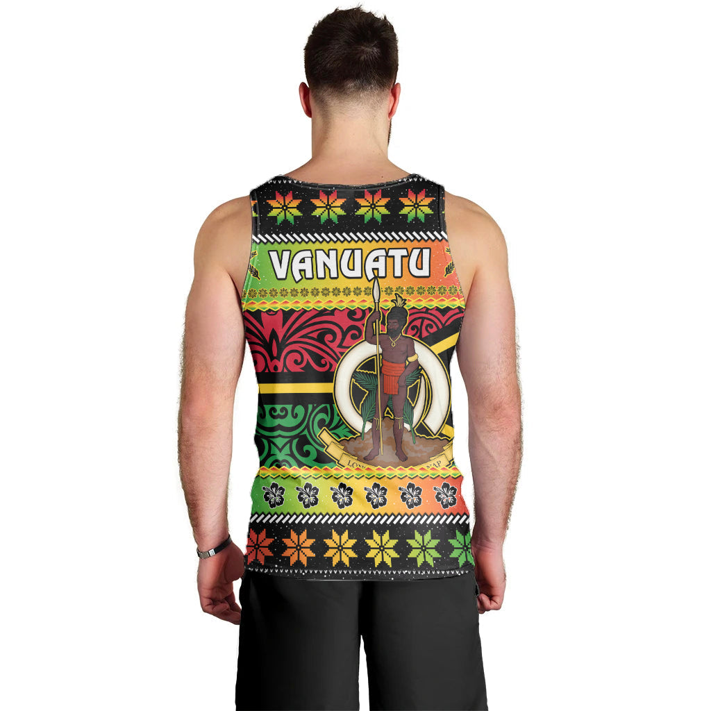 Vanuatu Christmas Men Tank Top Pig Tusk Polynesian Joyeux Noel Flag Art LT14 - Polynesian Pride