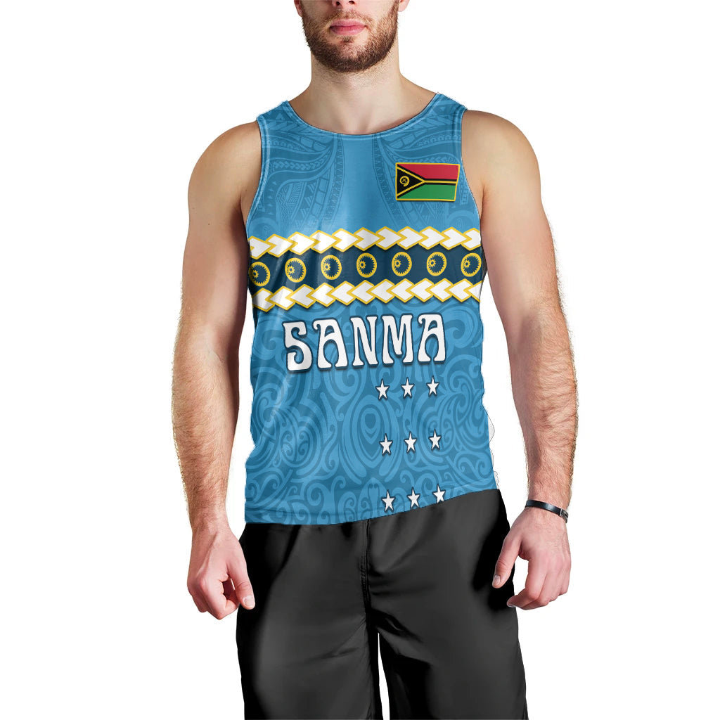 (Custom Personalised) Sanma Province Men Tank Top Vanuatu Pig Tusk Polynesian Flag Style LT14 - Polynesian Pride