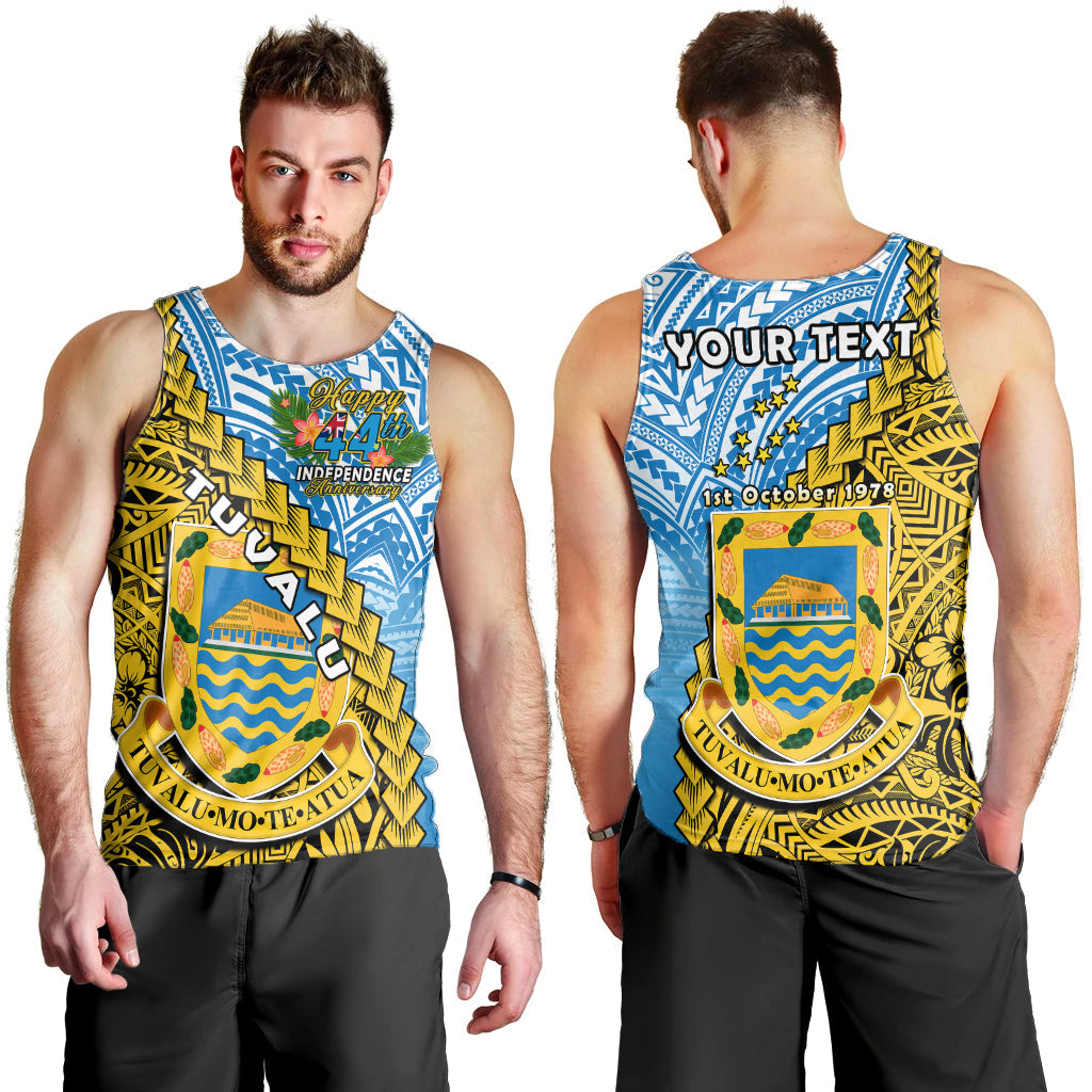 (Custom Personalised) Tuvalu 1978 Men Tank Top Happy 44th Independence Anniversary Polynesian Pattern LT14 Yellow - Polynesian Pride