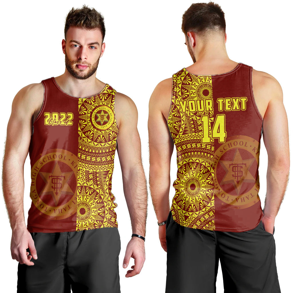 (Custom Text And Number) Tonga High School Men Tank Top Class Of Year Tongan Ngatu Pattern LT14 Red - Polynesian Pride
