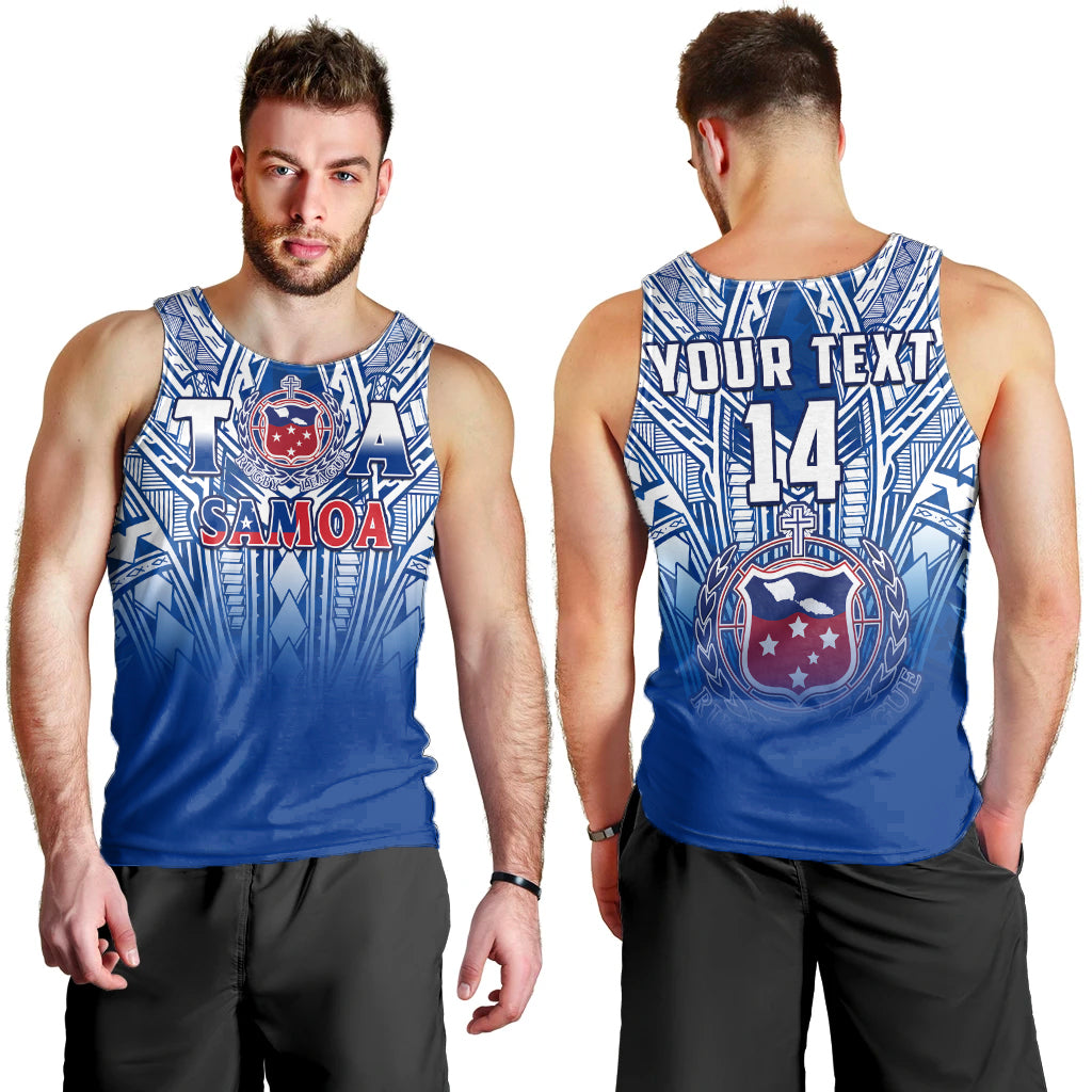 (Custom Text And Number) Samoa Rugby Men Tank Top Personalise Toa Samoa Polynesian Pacific Navy Version LT14 Blue - Polynesian Pride