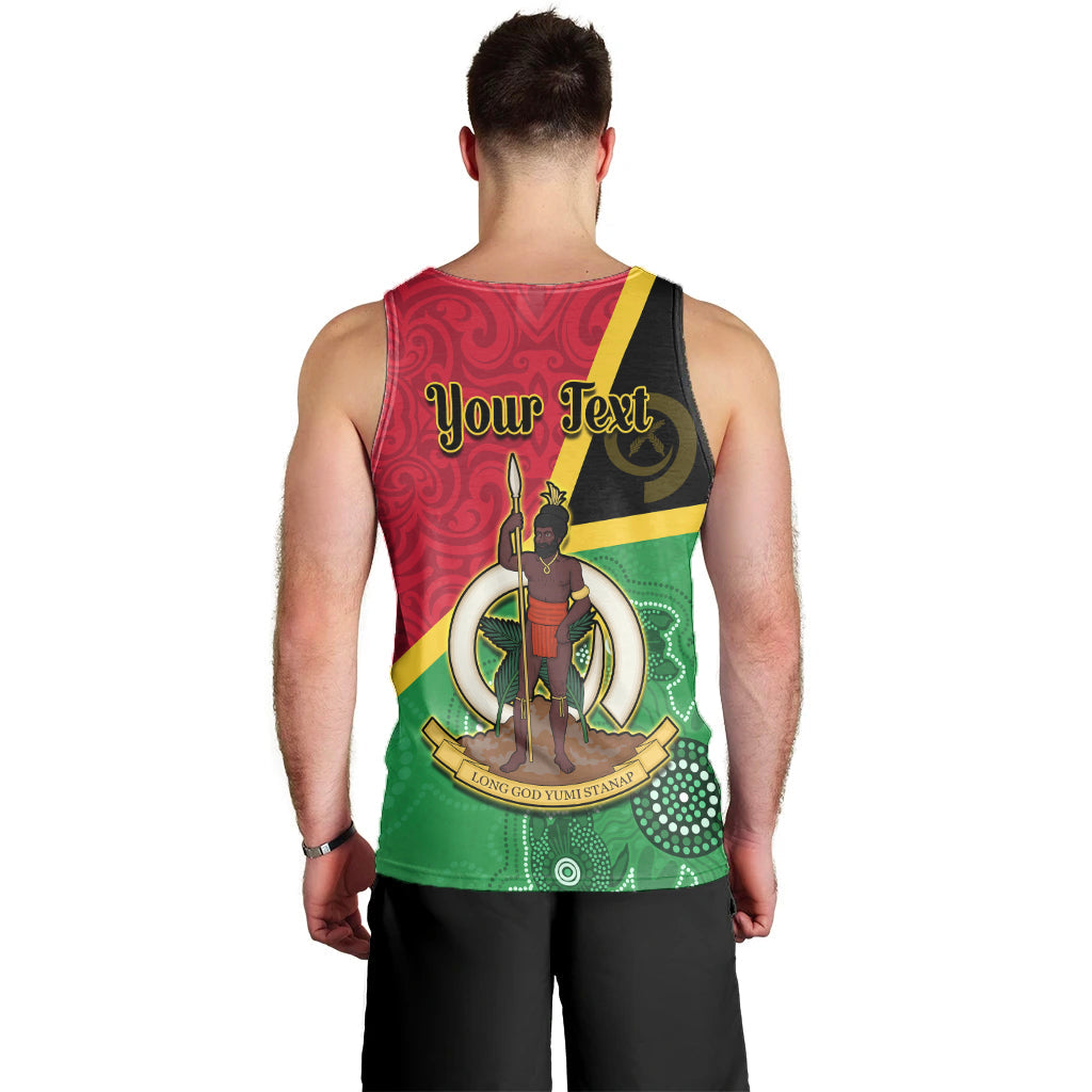 (Custom Personalised) Vanuatu Men Tank Top Aboriginal Turtle Mix Sand Drawing LT13 - Polynesian Pride