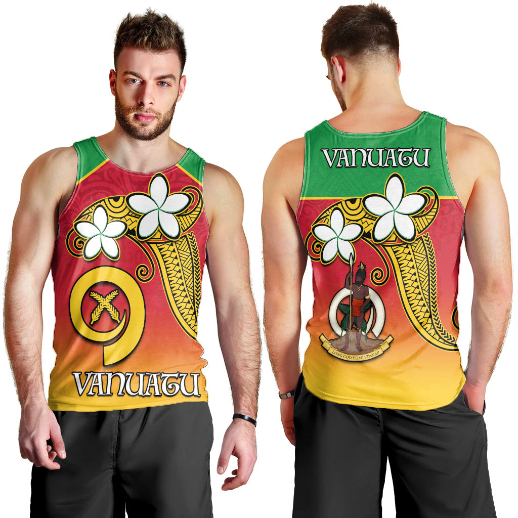 Vanuatu Novelty Men Tank Top Frangipani Tropical Spa Flower LT13 - Polynesian Pride