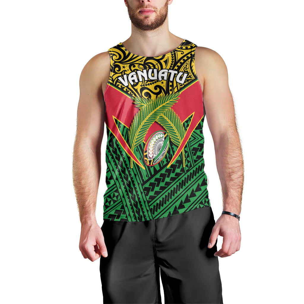 (Custom Personalised) Vanuatu Rugby Men Tank Top Coat Of Arms Polynesian Pattern LT14 - Polynesian Pride