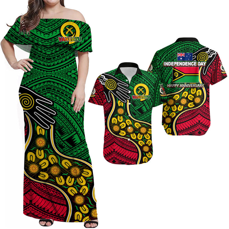 Vanuatu Mix Aboriginal Happy Independence Day Matching Hawaiian Shirt and Dress LT6 Red - Polynesian Pride