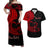 Custom Outfit For Couple Polynesian Valentine Matching Dress and Hawaiian Shirt Heart Tattoo Red Style LT6 Red - Polynesian Pride