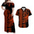 Hawaii Kakau Matching Dress and Hawaiian Shirt Polynesian Warrior Orange LT6 Orange - Polynesian Pride