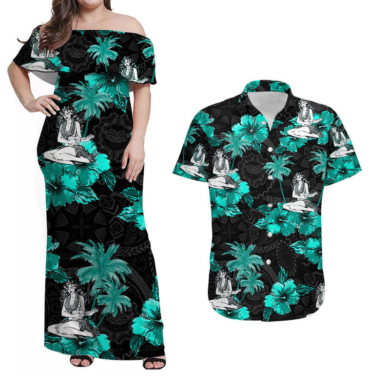 Hawaiian Matching Hawaiian Outfits For Coupless Hawaii Floral Dress And Shirt Hawaii Summer Hula Girl No.4 LT6 - Polynesian Pride