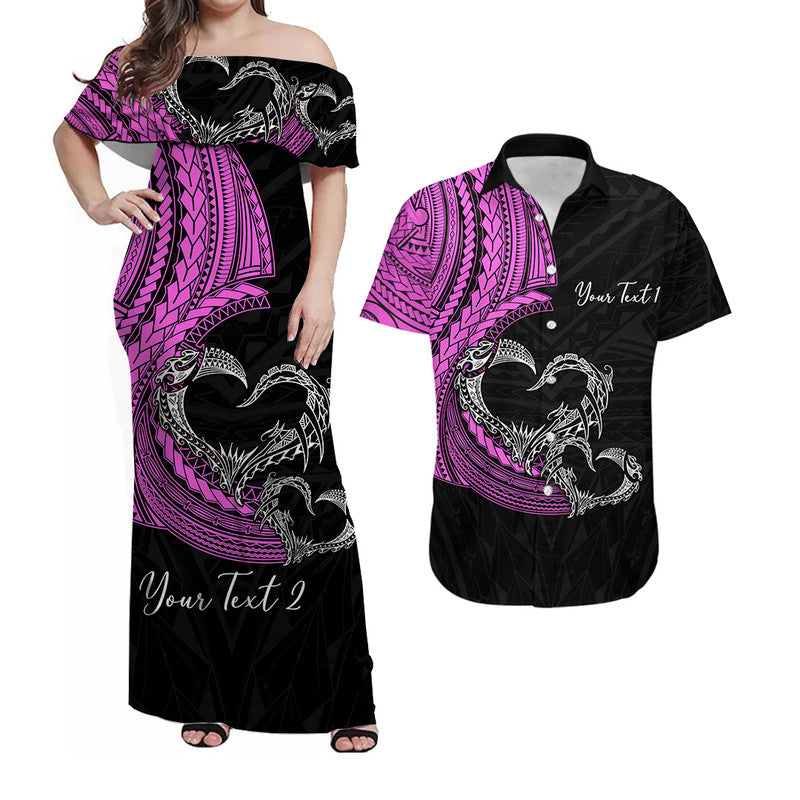 Custom Polynesian Valentine Matching Dress and Hawaiian Shirt Heart Tattoo Pink Style LT6 Pink - Polynesian Pride