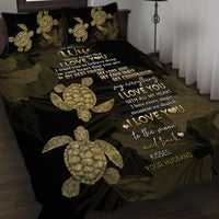 Hawaii Turtle Quilt Bed Set Hibiscus To My Wife Gold AH - Polynesian Pride