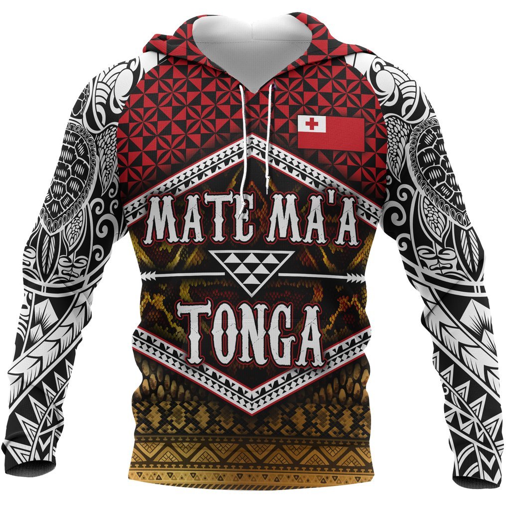 Mate Maa Tonga All Over Hoodie Unisex Black - Polynesian Pride