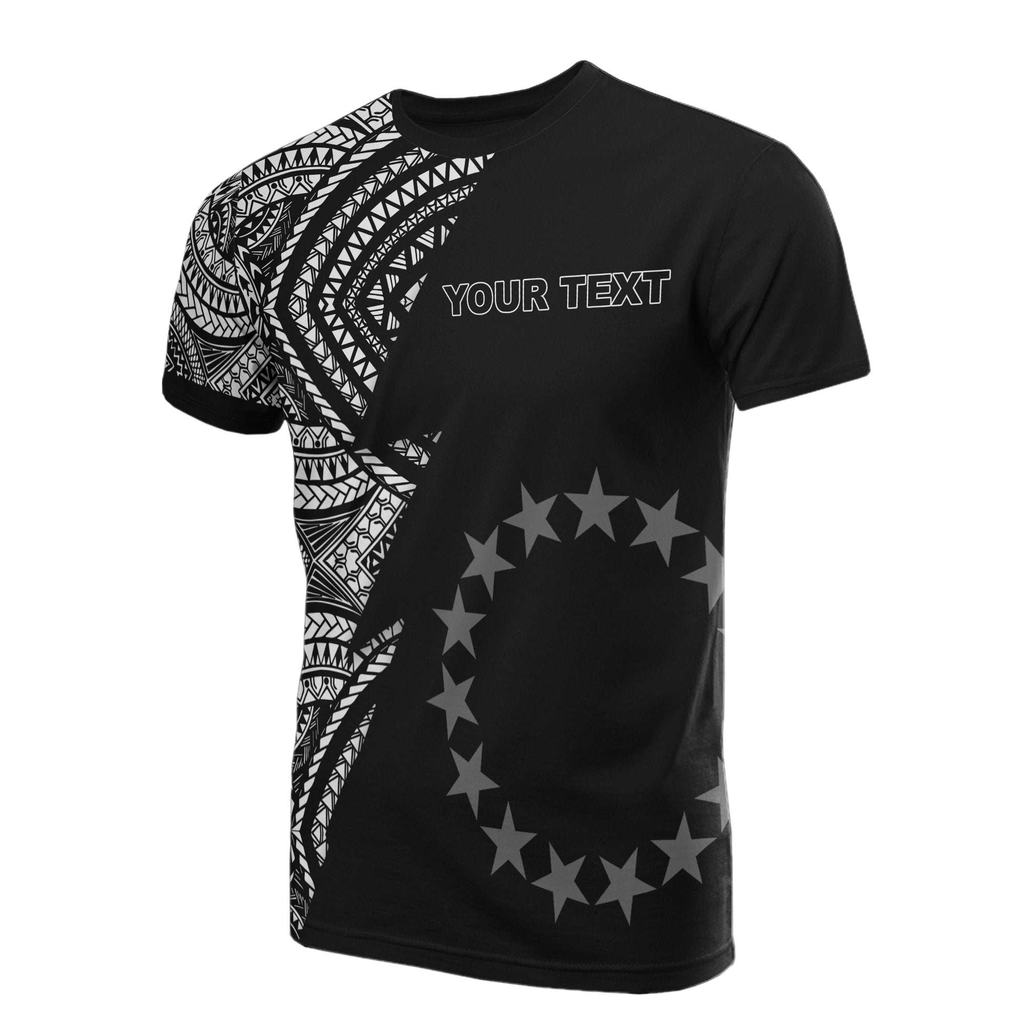 Cook Islands All Over Custom T Shirt Cook Islands Flag Micronesian Pattern Flash Unisex Black - Polynesian Pride