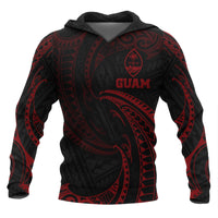 Guam Polynesian Hoodie Red Tribal Wave Unisex Red - Polynesian Pride