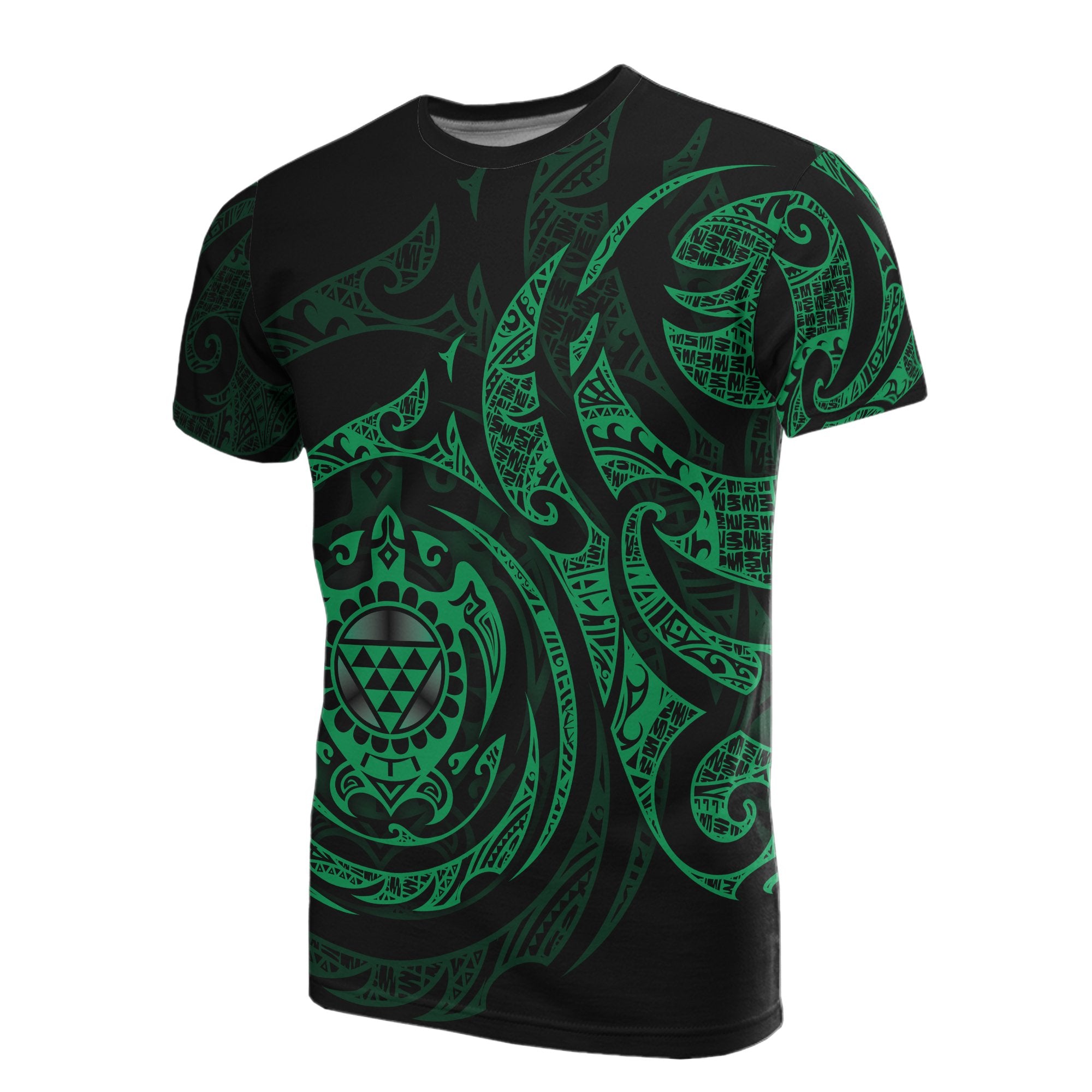 Hawaii All Over T Shirt Polynesian Green Turtle Tribal Unisex Green - Polynesian Pride