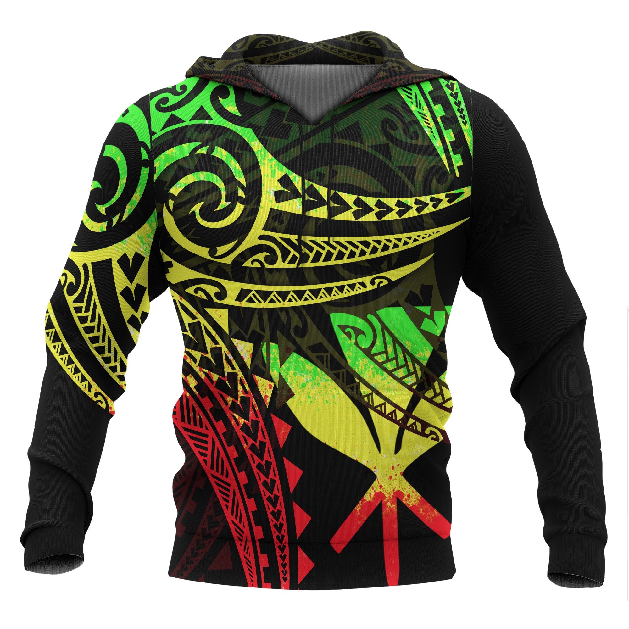 Hawaii Polynesian Hoodie Reggae Tribal Pattern Unisex Reggae - Polynesian Pride