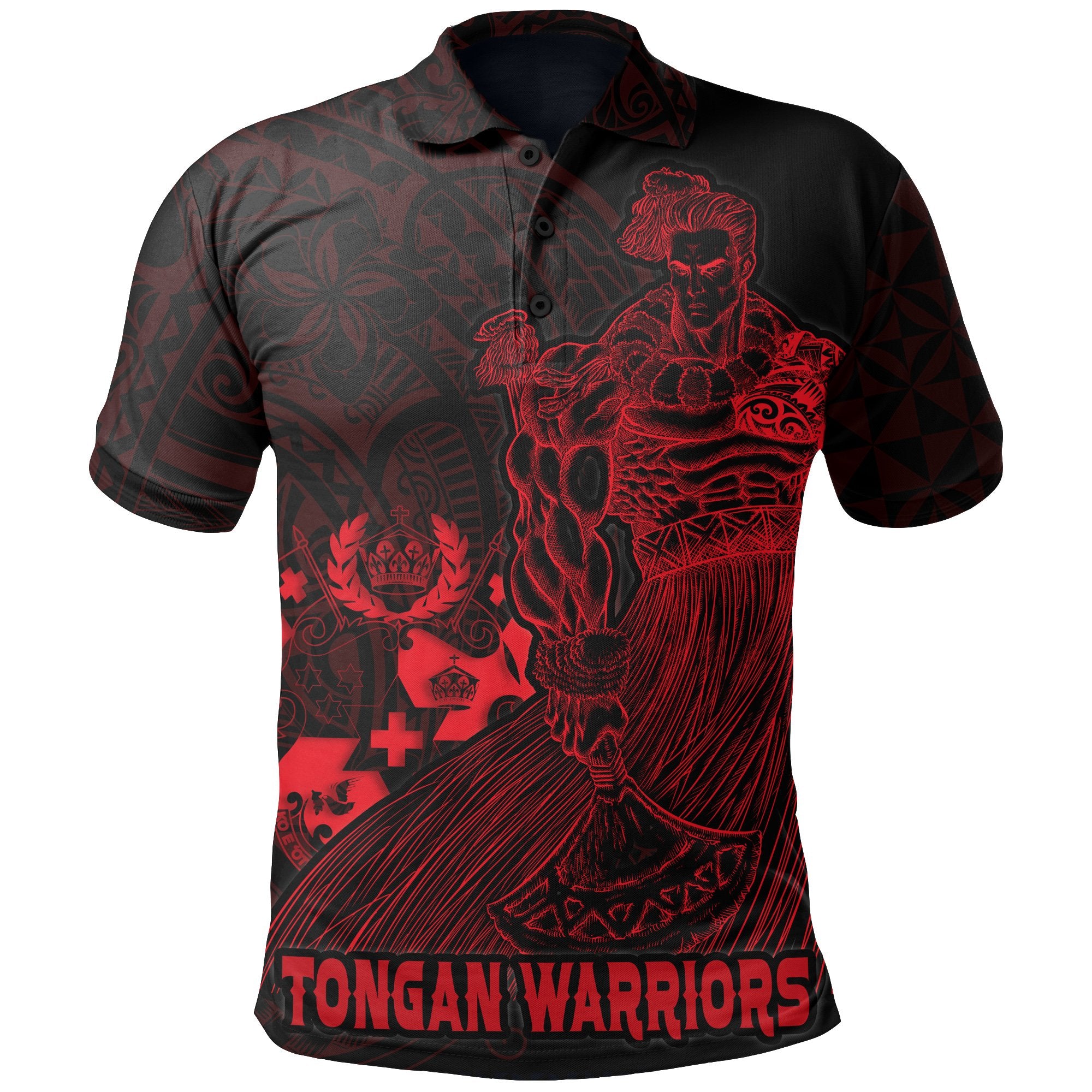 Tonga Polynesian Polo Shirt Tongan Warriors Unisex Red - Polynesian Pride