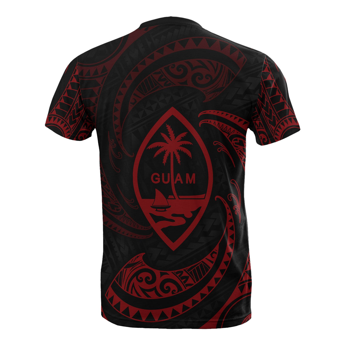 Guam Polynesian T Shirt Red Tribal Wave - Polynesian Pride