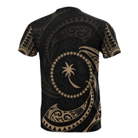 Chuuk Micronesia All Over Custom T Shirt Gold Tribal Wave - Polynesian Pride