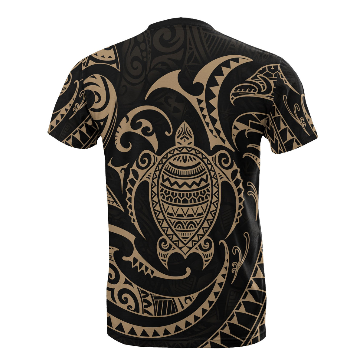 Polynesian All Over T Shirt Gold Turtle - Polynesian Pride