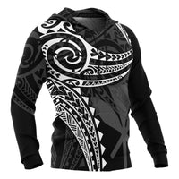 Hawaii Polynesian Hoodie White Tribal Pattern - Polynesian Pride