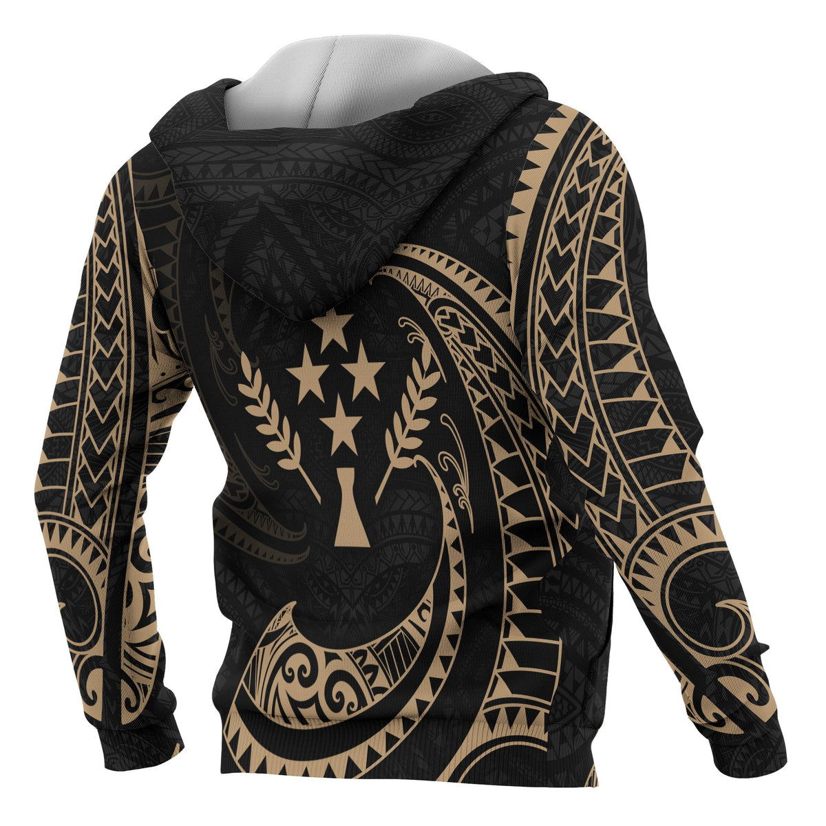 Kosrae Micronesia Hoodie Gold Tribal Wave - Polynesian Pride